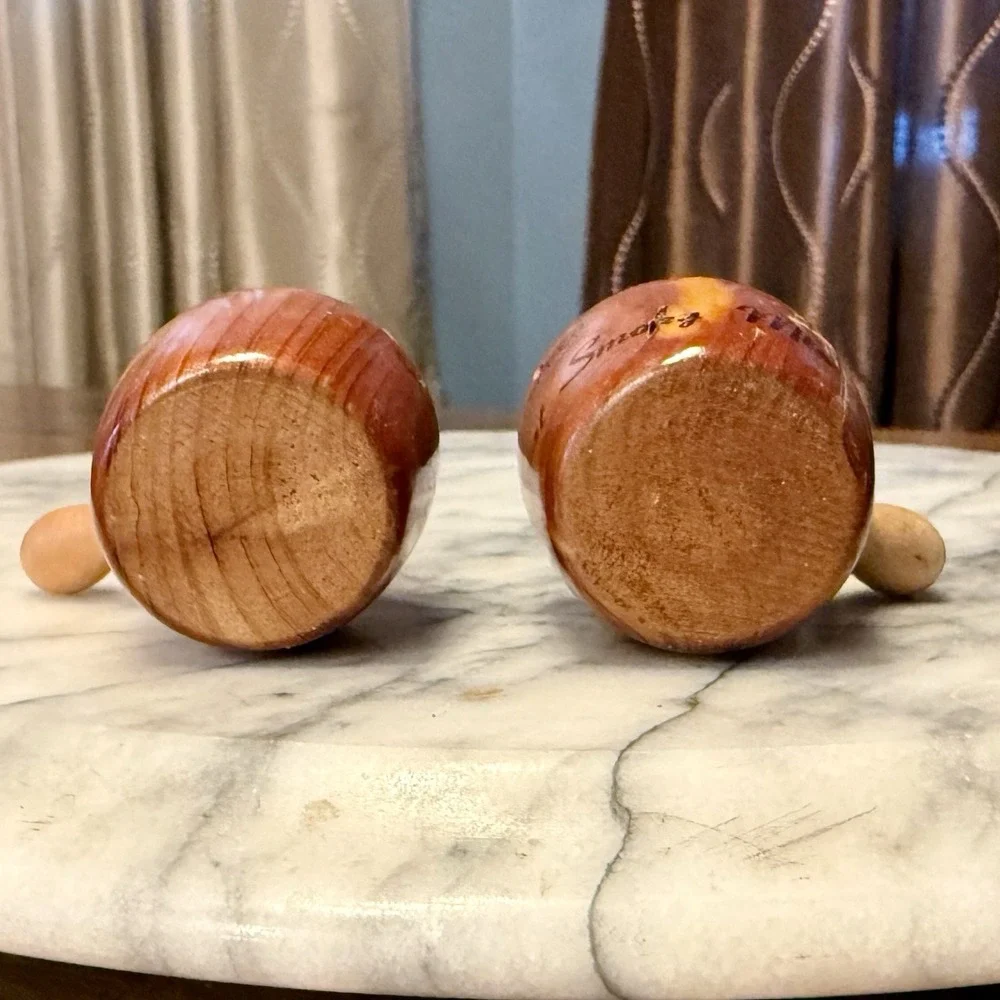 VTG Souvenir MCM Wood Moonshine Jugs Salt Pepper Shakers Great‎ Smokey Mountains